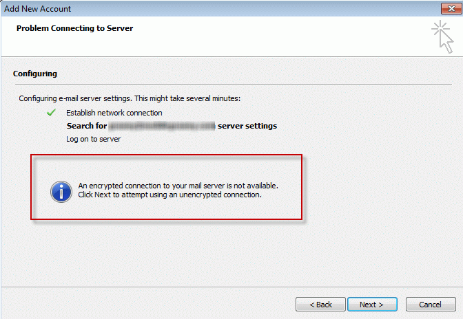 outlook 2013 not connecting to server